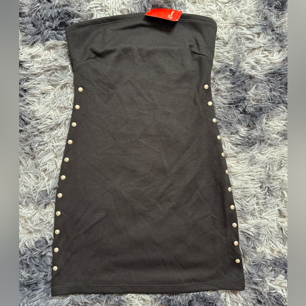Guess Black Strapless Studded Bodycon Dress